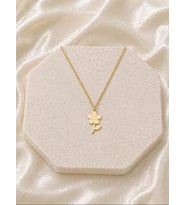 Kişiye Özel 925 Ayar Gümüş Minimalist Çiçek Kolye (Gold)