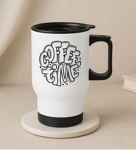 BK Gift Coffee Tasarımlı Kulplu Beyaz Çelik Bardak Termos Mug 450ml-5, Sevgiliye Hediye, Arkadaşa Hediye, Eşe Hediye (Metal)