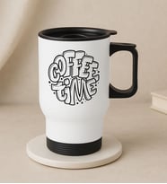 BK Gift Coffee Tasarımlı Kulplu Beyaz Çelik Bardak Termos Mug 450ml-5, Sevgiliye Hediye, Arkadaşa Hediye, Eşe Hediye (Metal)