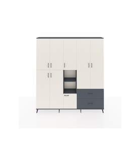 Arges Dolap 12 Raflı 2 Çekmeceli Tek Askılı 220x30x243 Antrasit-Aytaşı/Antrasit