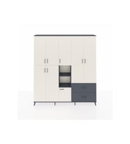 Arges Dolap 12 Raflı 2 Çekmeceli Tek Askılı 220x30x243 Antrasit-Aytaşı/Antrasit