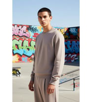 Erkek Düz Bisiklet Yaka Düşük Kol Uzun Kollu Sweatshirt Fonksiyonel Dayanıklı Kaliteli Şık