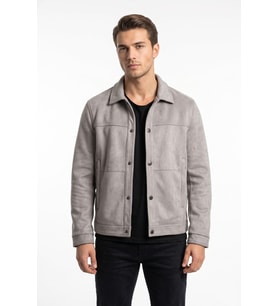 Erkek Siyah Regular Fit Mevsimlik Süet Spor Mont BGL-ST05437