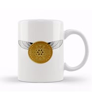 Gold Futuristic Cardano Cryptocurrency Coin Kupa Bardak Porselen