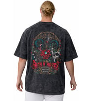 Tasarım Guns N' Roses Rock Metal Müzik Grubu Sırt Baskılı Unisex Oversize Vintage Yıkamalı Tişört