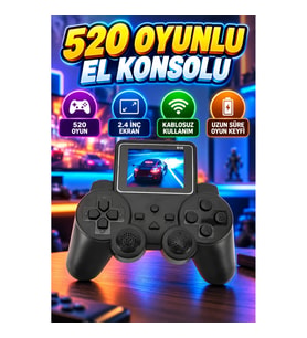 2.4 İnç Ekranlı 520 Oyunlu Retro Temalı Kablosuz Oyun Kolu El Konsolu