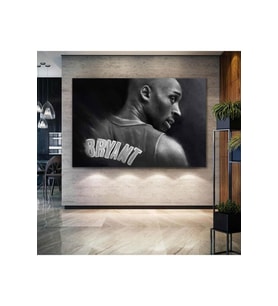 Siyah Beyaz Kobe Bryant Basketbol Temalı Kanvas Tablo HD Dijital Baskı Kanvas Tablo