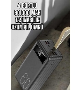 Northcity 60000 MAH 4 Portlu Taşınabilir Powerbank - Dijital Göstergeli Dönerli Şarj Cihazı
