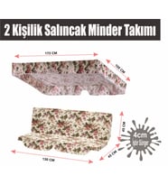 Salıncak Minder Takımı(SÜNGERLİ)2 Kişilik Salıncak Minder Tente-İNGİLİZ GÜLÜ