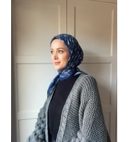 Modakaşmir Çiçek Baharı Desen Bambu Eşarp (Lacivert)