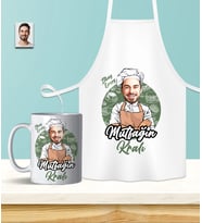 Kişiye Özel En İyi Chef- Aşçı Karikatürlü Mutfak Önlüğü & Kupa Seti