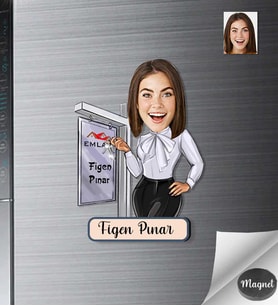 Kişiye Özel Emlakçı Kadın Ahşap Magnet -1