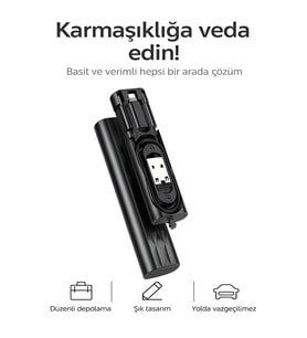 F0H7 7 in 1 Çok işlevli Type-C, USB, Micro Lighting Port, Seyahat Seti iPhone, Android, PC Çevirici (Siyah)