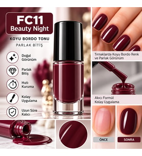 Color Nail Enamel Oje-FC11 Koyu Bordo