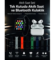 7 Kordonlu Akıllı Saat ve Bluetooth Kulaklık Seti Nabız Takibi, Bildirimler ve Spor Modları