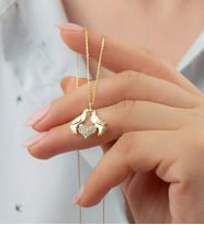 925 Ayar Gold Çifte Kumru Kalpli Gümüş Kolye