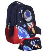 Cennec UMT5042+UMT5044 Sırt Çantası ve Kalemlik Seti (Lacivert Kırmızı - 3D Astronot - Erkek Çocuk)