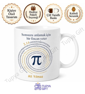 Pi Sayısı Temalı Matematik Severlere Özel Baskılı Kupa Bardak Hediye