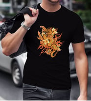BK Gift Ejderha Tasarımlı Siyah T-Shirt-1