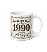 İsme Özel Vintage Doğum Yılı Yazılı Kupa Bardak Retro Tasarım Hediye