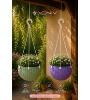 2’li Alt Tabaklı Askılı Rattan Saksı Seti 2 Litre Dekoratif ve Şık Tasarım