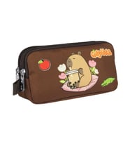Capybara Erkek Çocuk İki Bölmeli Kalem Çantası - Bej - Kahverengi - 5232 (Çok Renkli)