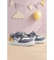 Rakerplus Bob Hakiki Deri Platin Gümüş Barefoot Cırtlı Lastikli Bebek Sneaker Ayakkabı