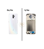 Oppo A5 2020 Beyaz Uyumlu Lensli Orta Kasa Full Kasa Kapak Gövde Housing