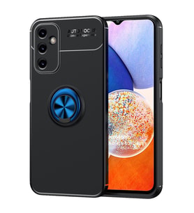 Microsonic Samsung Galaxy A14 Kılıf Kickstand Ring Holder Siyah Mavi (Siyah-Mavi)