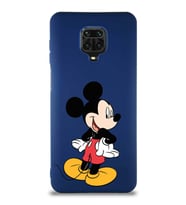 Xiaomi Redmi Note 9 Pro Soft Premier Kapak Mickey Mouse-D Tasarımlı Silikon Kılıf - Lacivert (Şeffaf)