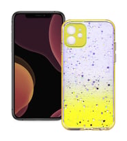 Apple iPhone 12 Mini Uyumlu Simli Şeffaf Sert Slikon Kılıf (Sarı)