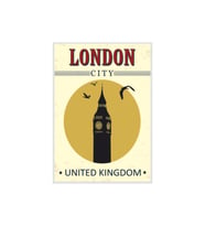 London City Big Ben Temalı Ahşap Retro Poster Tablo