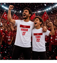 BK Gift Kişiye Özel Türkiye Taraftar Temalı 2026 Dünya Kupası Tasarımlı Baba&Oğul Tişört Seti-5, Tek Yürek Milli Takım Ruhu