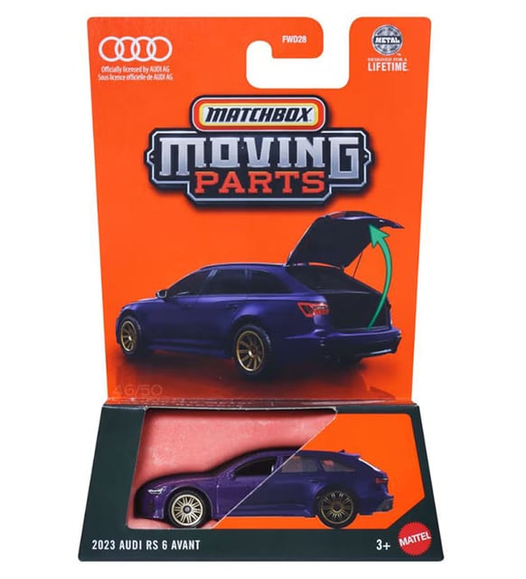 Matchbox Audi RS 6 Avant '02 - Modellino Scala 1/64 Die-Cast, Serie Road Trip, Colore Blu