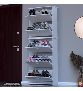 Modilayn VERVE Antre 72 x194x 26 cm’ lik 5 Düşer Kapak 10 Göz Bölmeli Ayakkabılık