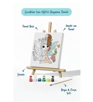 Sevimli Peri Temalı Çocuk Boyama Tuvali – Şövaleli Eğitici Boyama Seti 20x20 cm