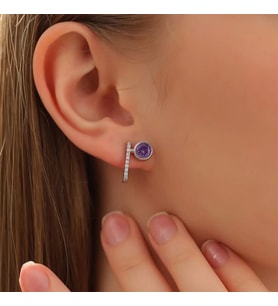 925 Ayar Gümüş Zirkon Taşlı Neptün Küpe Silver