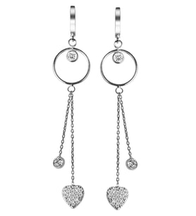 925 Ayar Gümüş Kalp Figürlü Sallantılı Küpe - K058801