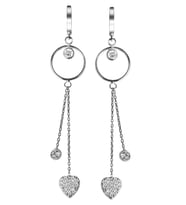 925 Ayar Gümüş Kalp Figürlü Sallantılı Küpe - K058801