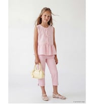 LCW Kids Pembe Fiyonk Detaylı Kız Çocuk Peplum Gömlek