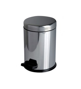Krom Paslanmaz Pedallı Çöp Kovası 5 Lt. Metal Mini Boy