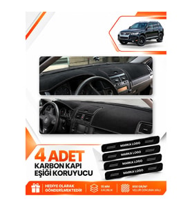 VOLKSWAGEN TOUAREG (2002-2010) Uyumlu Ön Torpido Koruma Kılıfı Halısı - Siyah