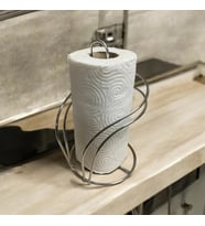 Gümüş Renkli Metal Havlu Kağıtlık - Tezgah Üstü - Mutfak/Banyo - Spiral Tasarım