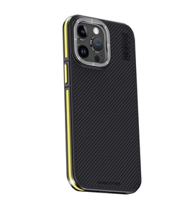 Joko Apple iPhone 15 Pro Max Kılıf Aramid 600D Kevlar Karbon Fiber Magsafe Kapak - Sarı