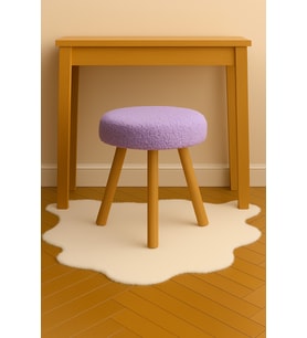 Yuvarlak Puf Bench Retro Ayak Dekoratif Peluş Tabure