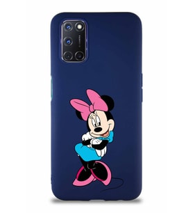 Oppo A92 Soft Premier Kapak Minnie Mouse-D Tasarımlı Silikon Kılıf - Lacivert (Şeffaf)