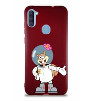 Samsung Galaxy M11 Soft Premier Kapak Sandy Tasarımlı Silikon Kılıf - Mürdüm (Şeffaf)