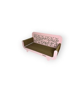 Karton Kedi Tırmalama Desenli Koltuk Şeker Pembe 59x30x25cm