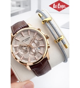 Lee Cooper Deri Kordon İç Fonksiyonları Aktif 5 Atm Suya Dayanıklı Erkek Kol Saati ELC.08239.472 (Kahverengi)