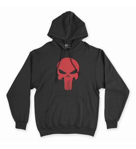 Punisher Siyah Kapşonlu Sweatshirt Hoddie